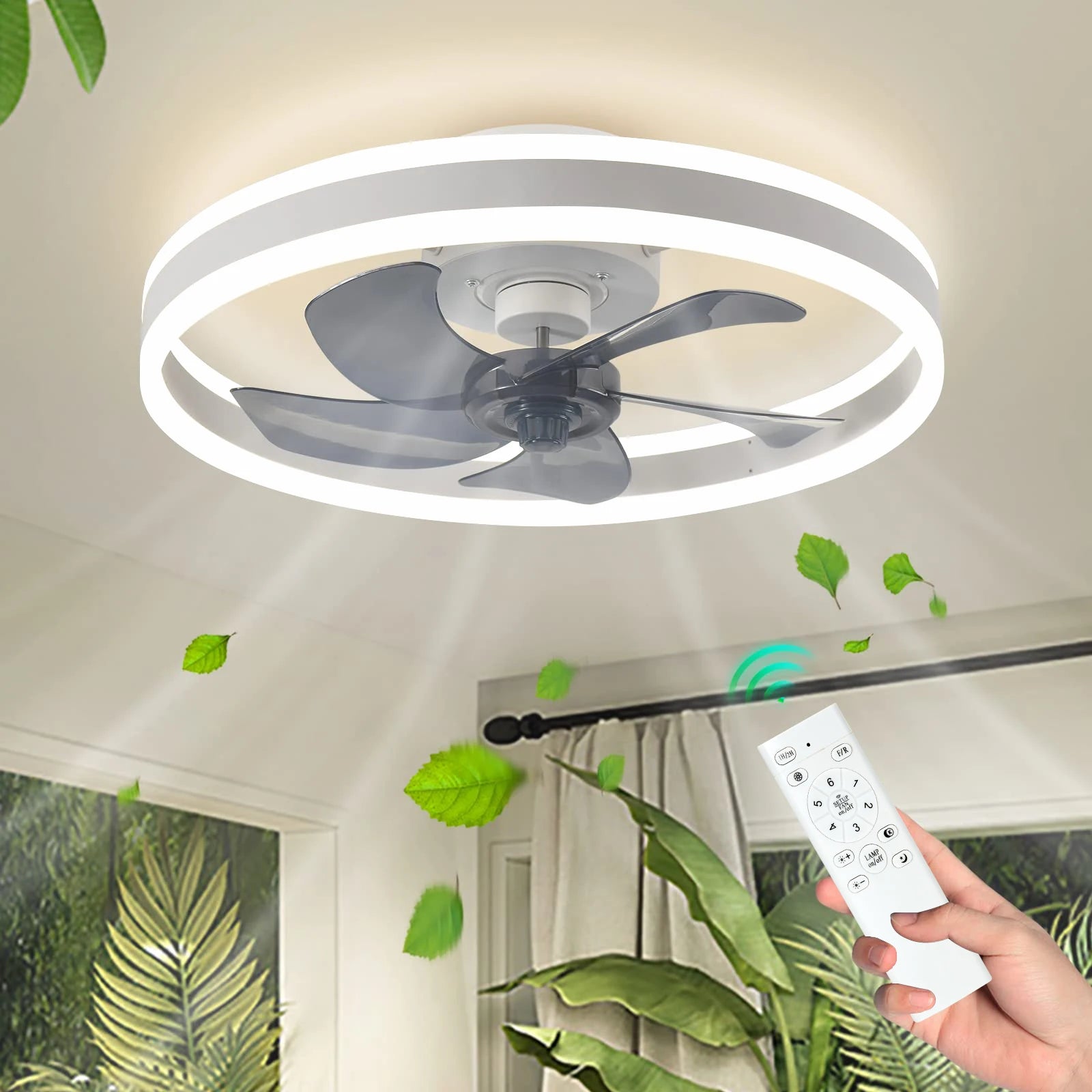 IRALAN LED fan light modern energy-saving household appliance fan with light 6 speeds ceiling fan light for room 85-260V