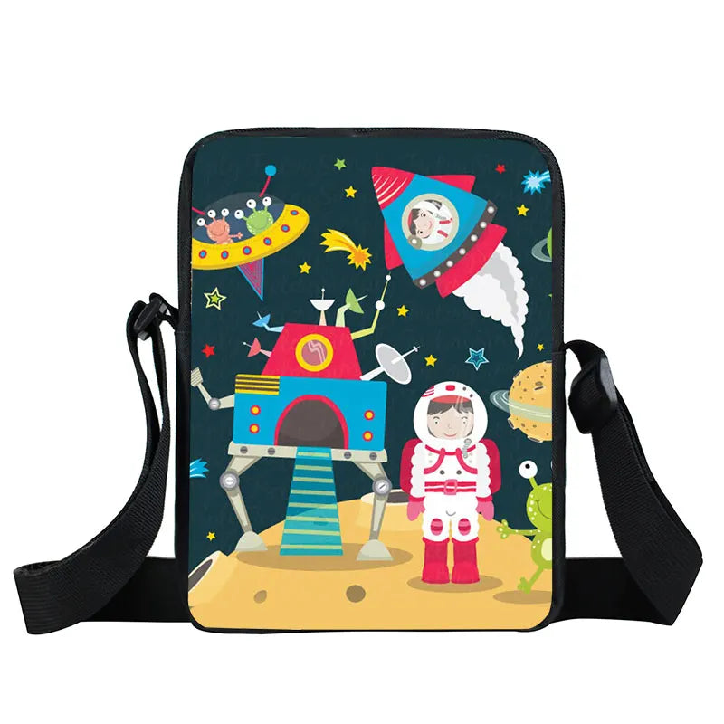 Cartoon Rocket Spaceship / Locomotive / Car Shoulder Bag Children Cute Messenger Bag Boy Girl Crossbody Bags Kids Book Bag Gift