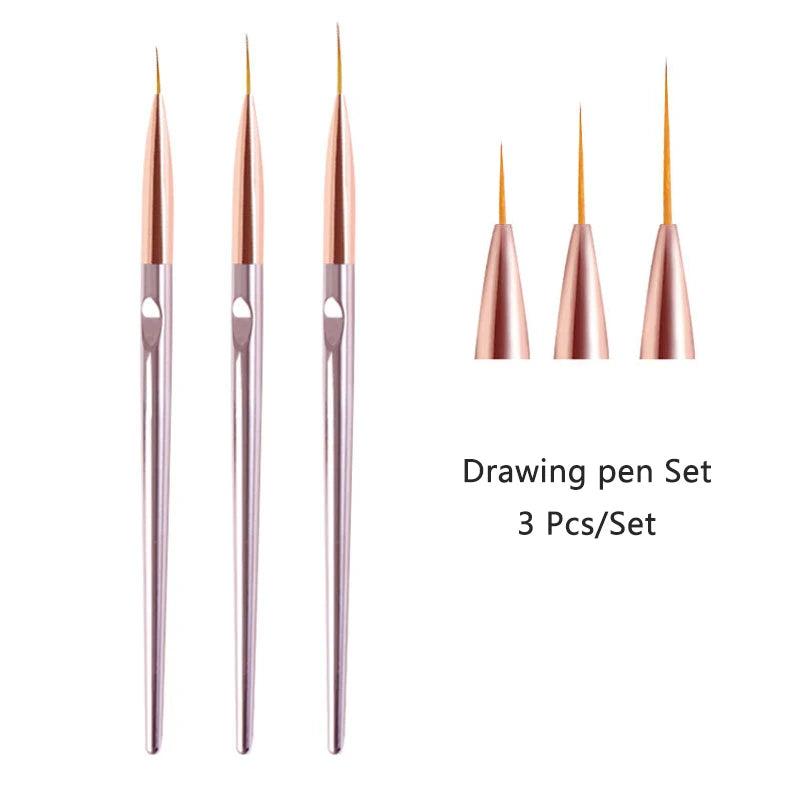 French Stripe Nail Art Line Painting Pen 3D Tips Manicure slim Line Drawing Pen UV Gel Brushes Painting Tools