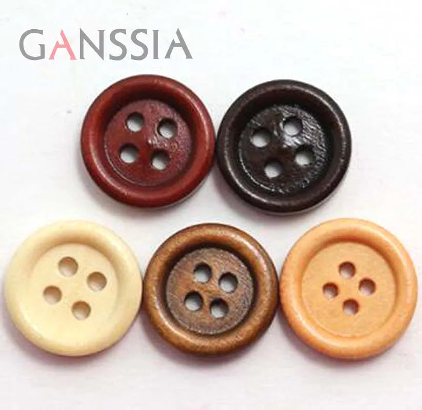 Natural Wooden Buttons 4-hole for Clothing Decoration Wood Button Sewing Accessories (SS-922)