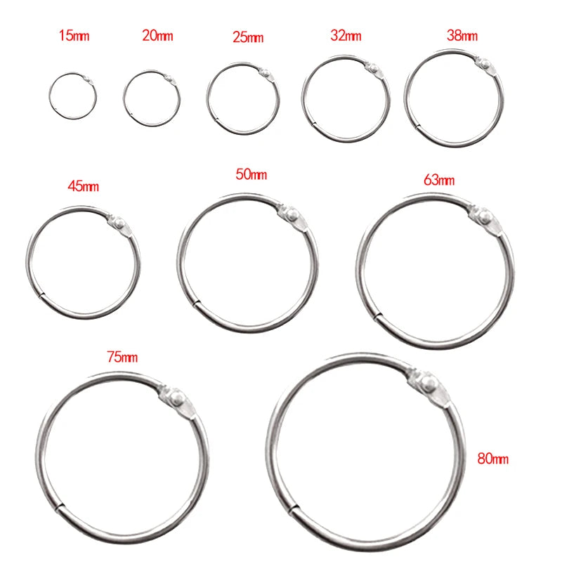 Metal Ring Binder 15 - 80mm DIY Albums Loose-leaf Book Hoops Opening Office Binding Supplie Photo Album