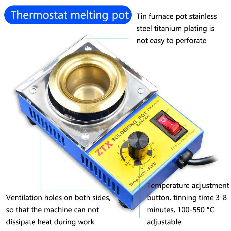 Adjustable Temperature Tin Melting Furnace Stove Pot Tools EU Plug