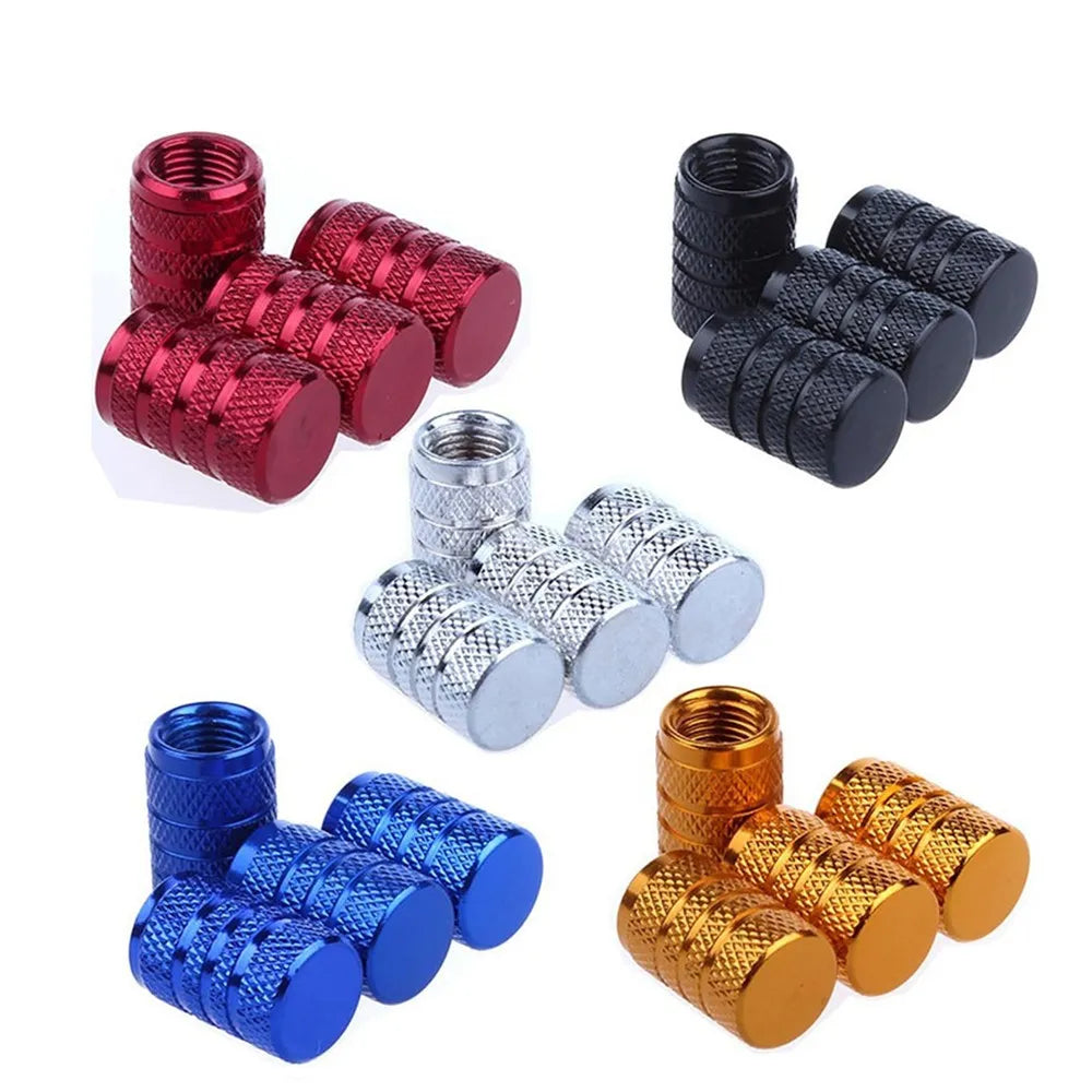 Car Tire Valve Stems Cap Knurling Style Tire Valve Cap Aluminum Tire Wheel Stem Air Valve Cap car Universal accessories