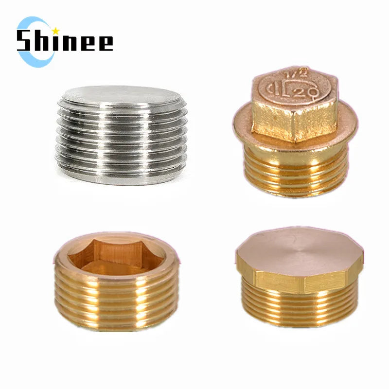 Male Thread Brass Pipe Hex Head End Cap Plug Fitting Coupler Connector Adapter