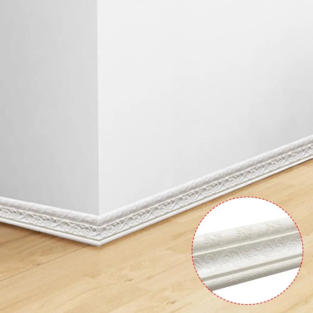 Wall Trim Line Wallpaper Skirting Border Waterproof Anti-collision 3D Pattern Stickers Decor Self-adhesive Foam Border New