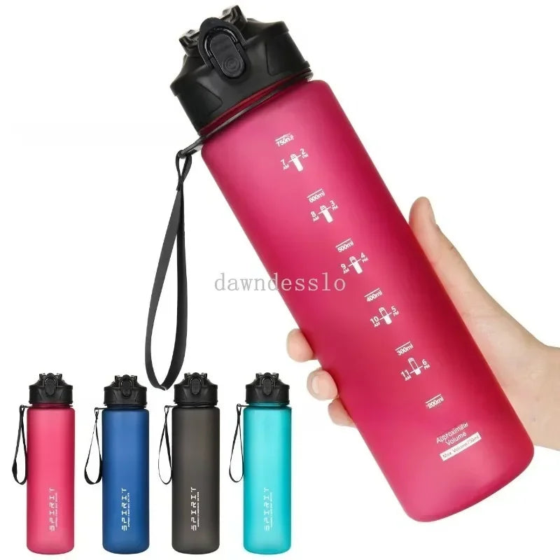 Sports Water Bottle Leak Proof Colorful Handheld Drinking Straw Mug Fitness Outdoor Travel Portable Mug with Carrying Cord