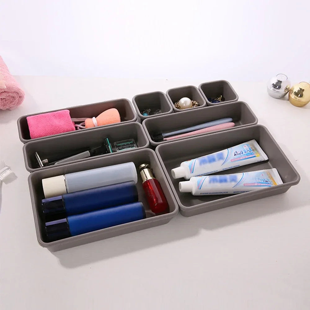 Adjustable Drawer Organizer Box Trays Make Up Cosmetics Sundries Divider Holder Kitchen Bathroom Closet Jewellery Box