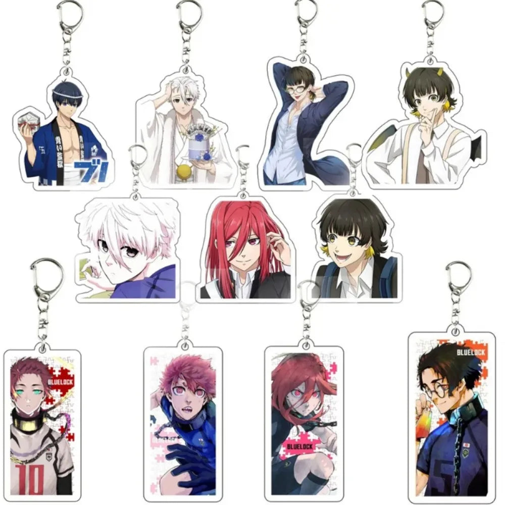 Anime Character KeyChain Acrylic Cartoon Isagi Yoichi Chigiri Bachira Pendant Key Chain Blue Prison Cosplay fans Gifts