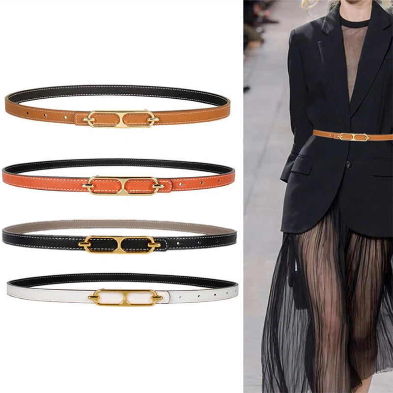 Casual Basic Porous Adjustable Double Sided Use Thin Belts For Women