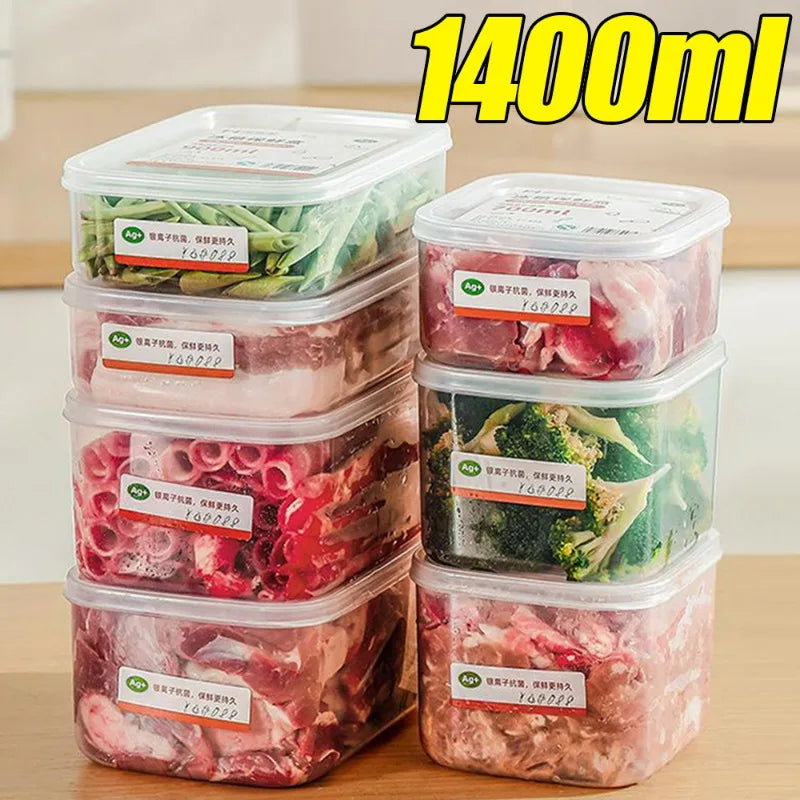 Transparent Fridge Storage Box Vegetable Fruit Food Preservation Boxes Portable Kitchen Freeze Meat Organizer Container