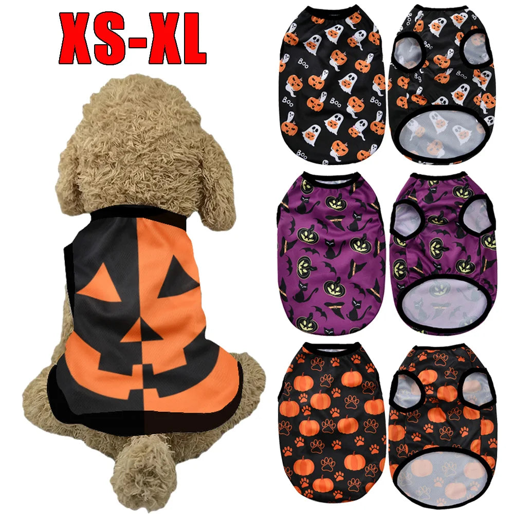 Fashion Dog Clothes Vest for Small Medium Dogs Cats Halloween Party Dressed Up Puppy Pumpkin Clothing Pug Chihuahua Pet Costumes