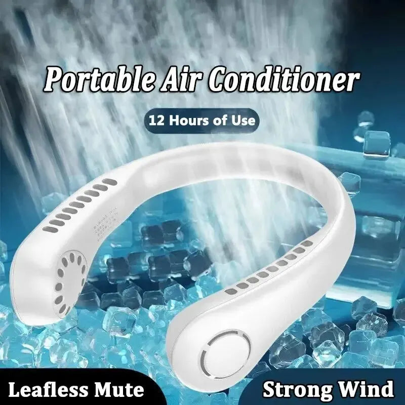 New Mini Neck Mounted Fan Portable Bladeless Neck Rechargeable Air Cooler 3 Speed Mini Summer Sports Fan Outdoor