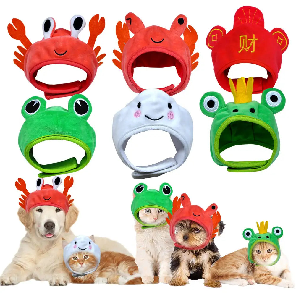 Cute Crab Frog Pet Hat, Puppy Dress Up Costume, Christmas Cosplay, Warm Headwear, Dogs Hats, Lovely Style