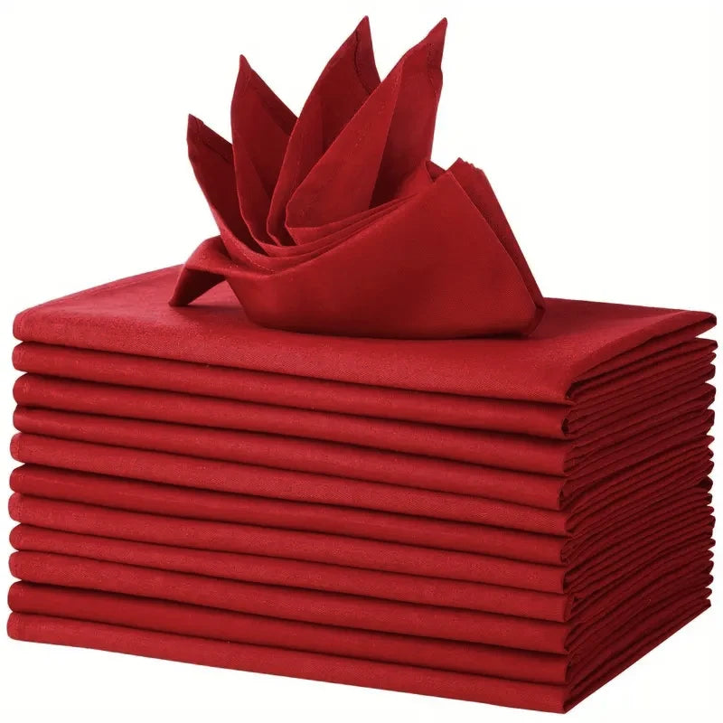 Set Of 6/12/24 40x40cm Table Cloth Napkins Durable Polyester Thicken Placemat Reusable for Kitchen Dining  Wedding Decoration