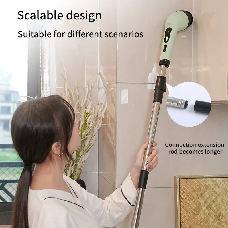 Electric Cleaning Brush Electric Spin Cleaning Scrubber Electric Cleaning Tools Parlour Kitchen Bathroom Cleaning Gadgets 9 in 1