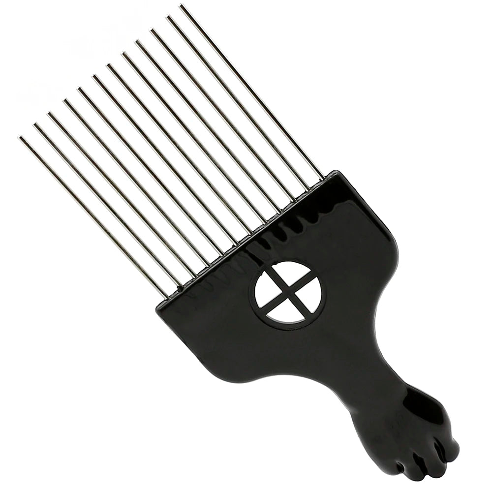 Afro Fork Comb Stainless Steel Wide Teeth Hairdressing Brush Metal Pins Pick Hair Styling Tools Insert Curly Hair Comb