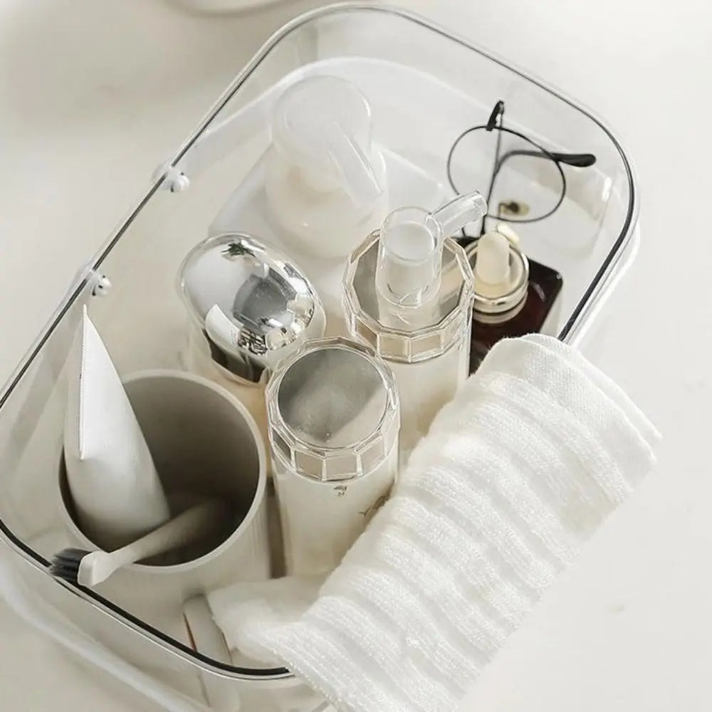 Bottom Hollow Bathroom Storage Basket with Transparent Handles Easy to Drain Swim Basket Durable Portable