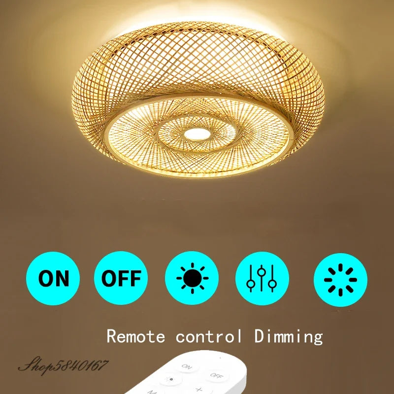 Hand Make Bamboo Ceiling Light Chinese Style Hanging Ceiling Cover Lamps for Living Room Dining Room Lighting Ceiling Home Deco