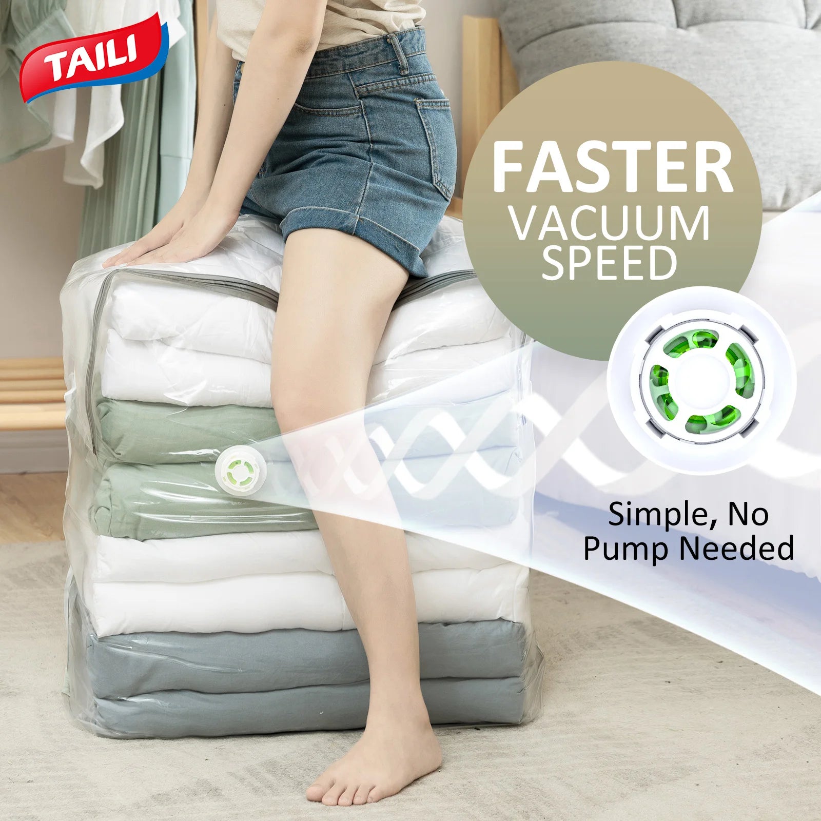 TAILI Large Capacity Vacuum Storage Bags 1/5pcs for Storing Clothes Blankets Compression Empty Bag Covers Travel Accessories