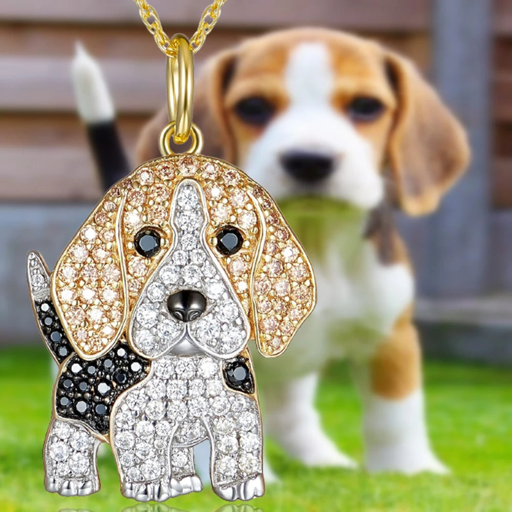 Exquisite Cute Beagle Pendant Necklace for Women Elegant Pet Puppy Jewelry Animal Accessories Birthday Gifts for Dog Lovers