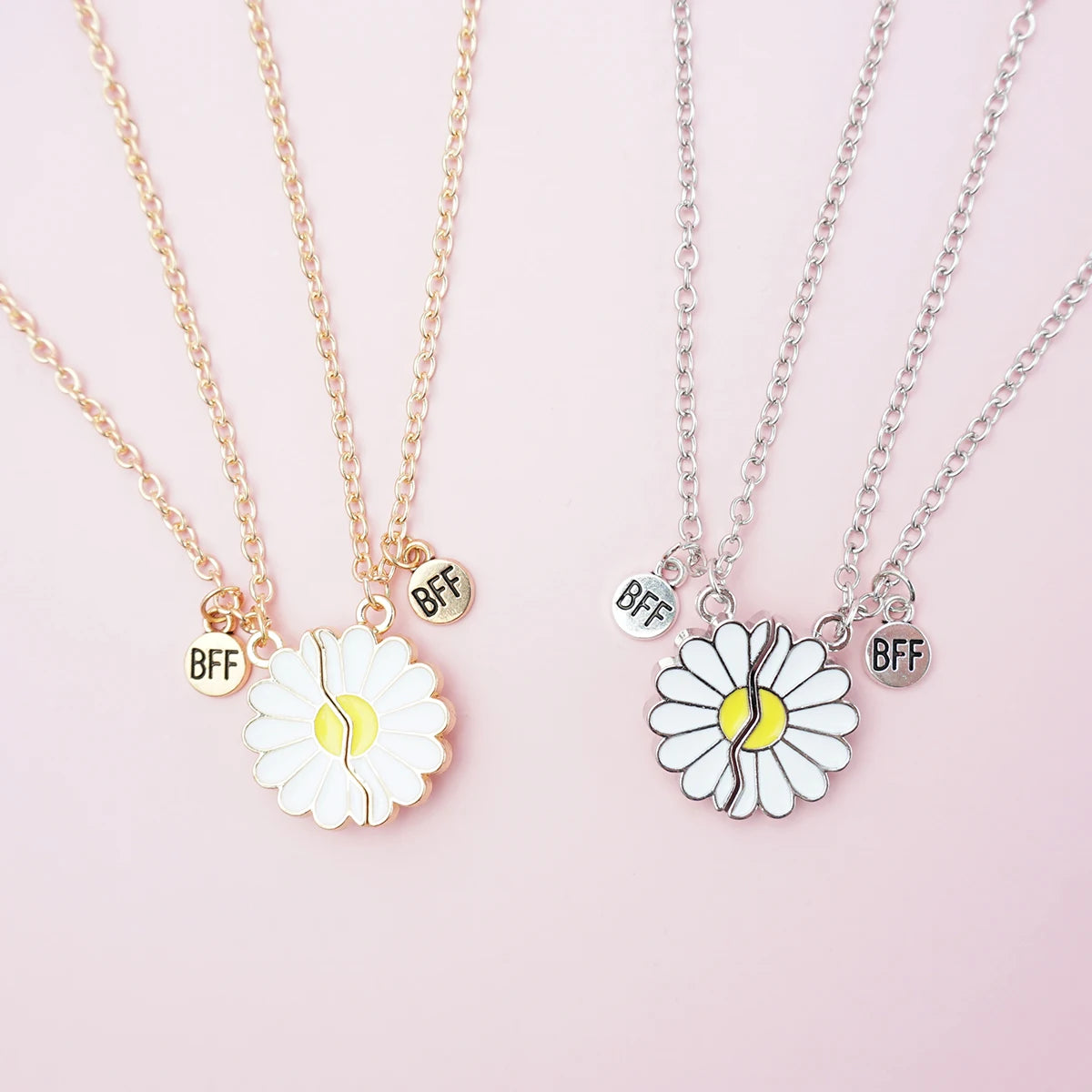 Daisy Magnetism Pendant Necklace For Friends Cute Broken Heart Couple Clavicle Chain BFF Best Friends Jewelry Gifts