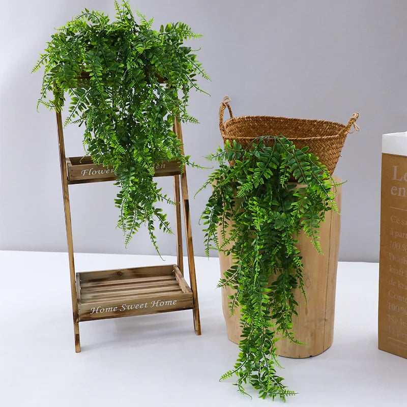 Persian fern Leaves Vines Home Room Decor Hanging Artificial Plant Plastic Leaf Grass Wedding Party Wall Balcony Decoration