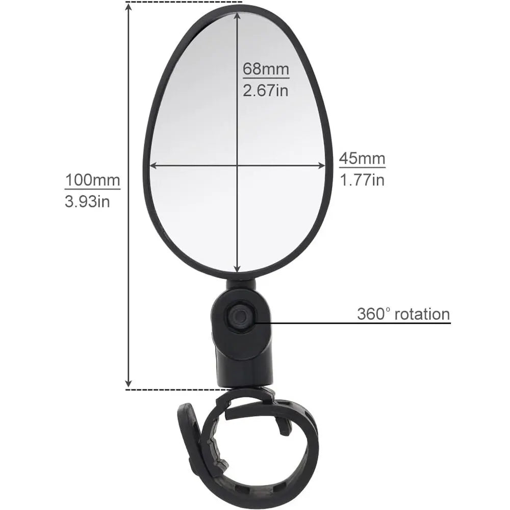 Bike Rearview Mirror 360° Adjustable Rotatable Handlebar Convex Mirror Safe Wide Angle For Bicycle Cycling Outdoor Sports