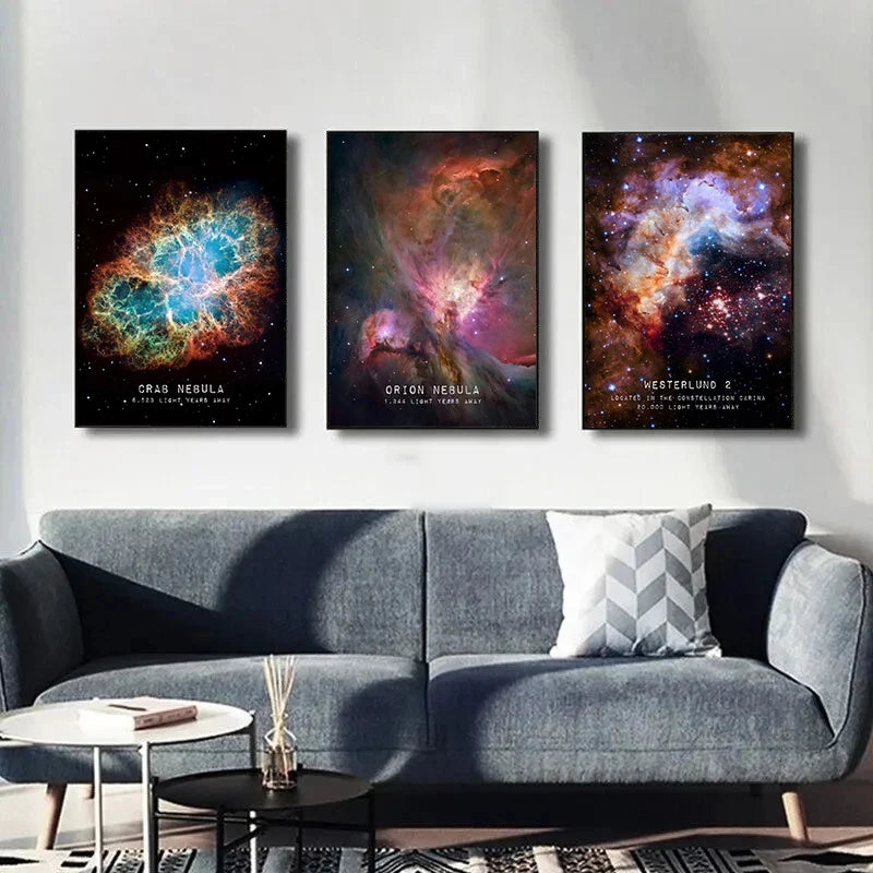 Universe Space Poster Prints Veil Rosette Nebula Black Hole Galaxy Canvas Painting Modern Wall Art Pictures Bedroom Home Decor