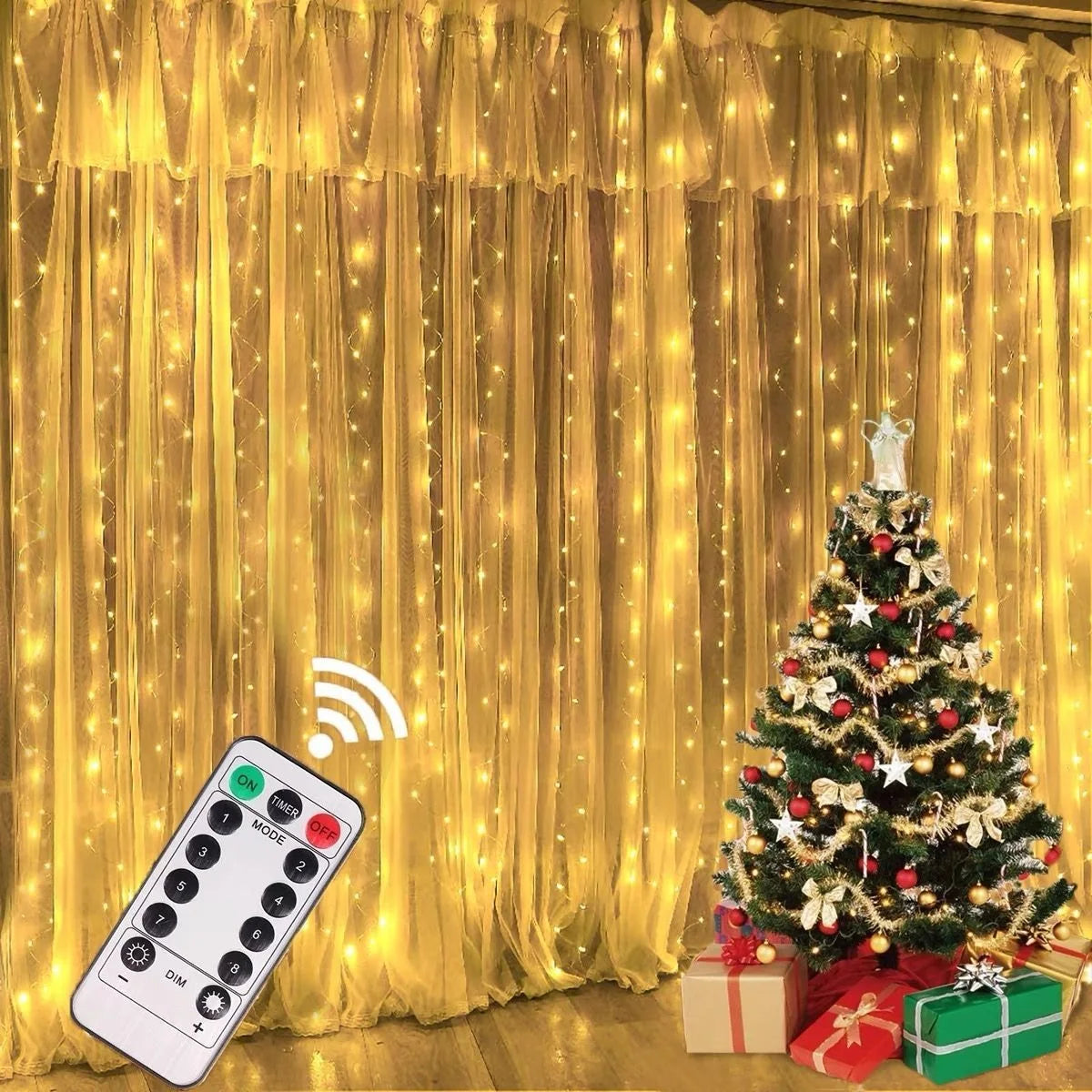 Christmas Lights Fairy String Lights Curtain Garland USB Festoon Remote Christmas Decoration for Home New Year 2024