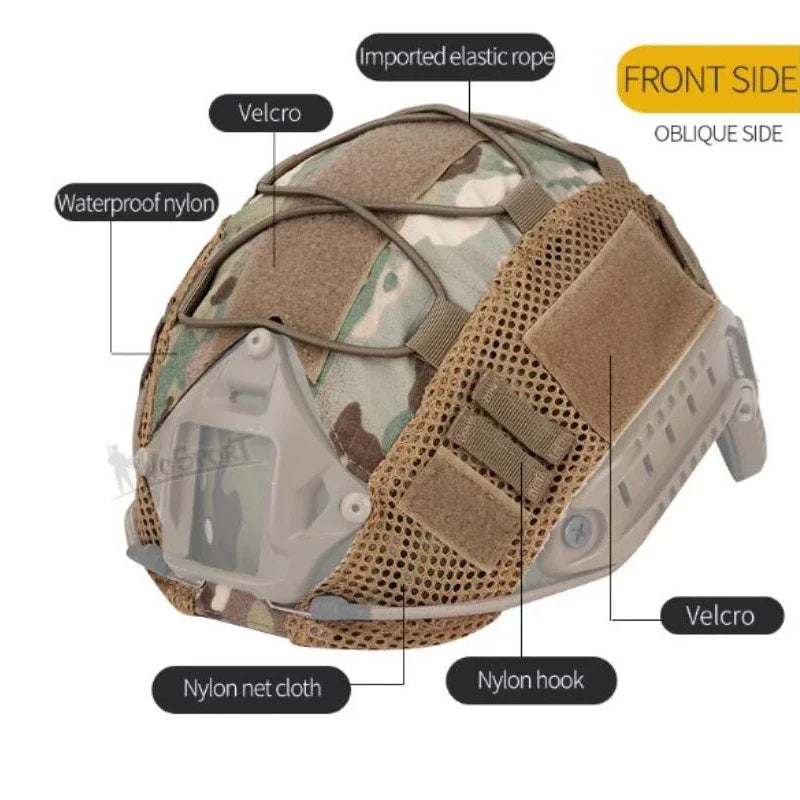 Tactical Helmet Cover with Elastic Cord for FAST Helmet Airsoft Paintball Wargame Gear CS MH PJ BJ Helmets Cover 11 Colors