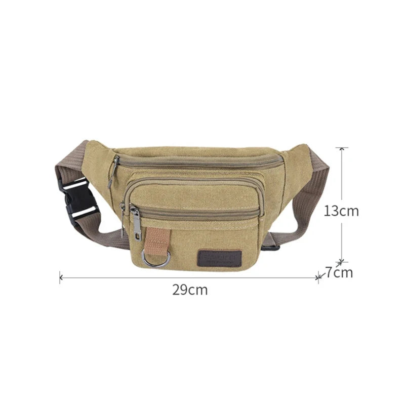 Chest Bag Canvas Waist Bag  Belt Bag Fashion Bum Bag Travel Purse Bag for Phone Pouch Pocket Hip Bag Waist Pack Multi-functional