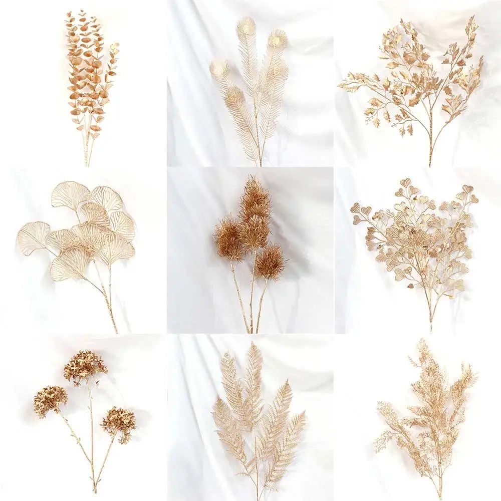 Simple Artificial Plants Decoration Exquisite Simulate Maple Leaf Ornaments Creative Lifelike Golden Flower