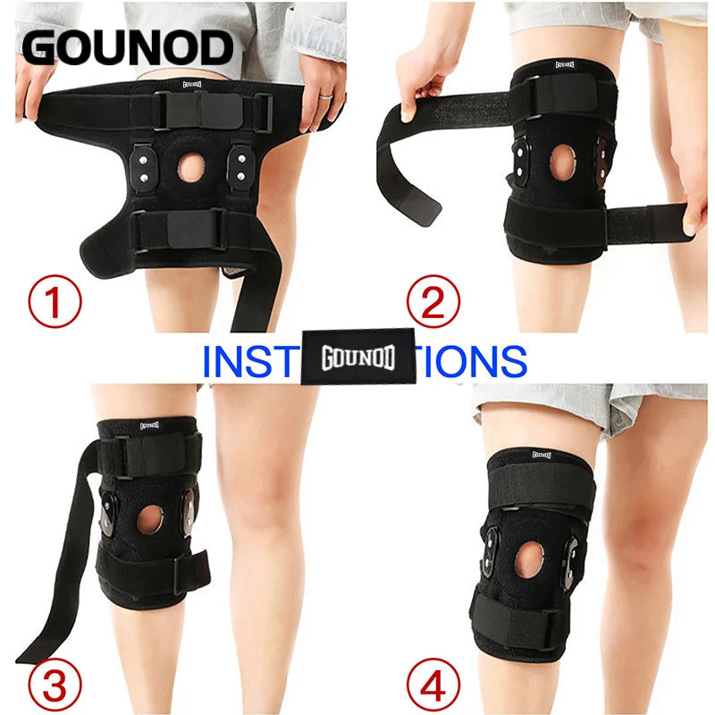 Adjustable Hinged Knee Brace Knee Joint Brace Support Knee Stabilizer Knee Pad Patella Protector Arthritic Guard Pain Relief