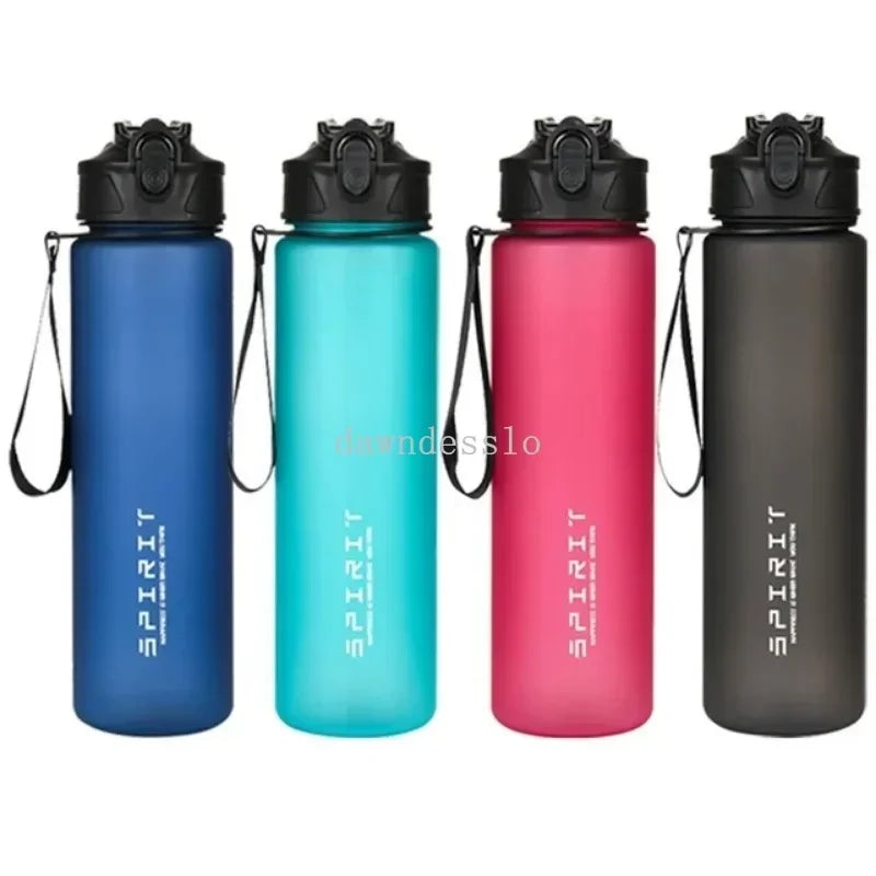 Sports Water Bottle Leak Proof Colorful Handheld Drinking Straw Mug Fitness Outdoor Travel Portable Mug with Carrying Cord