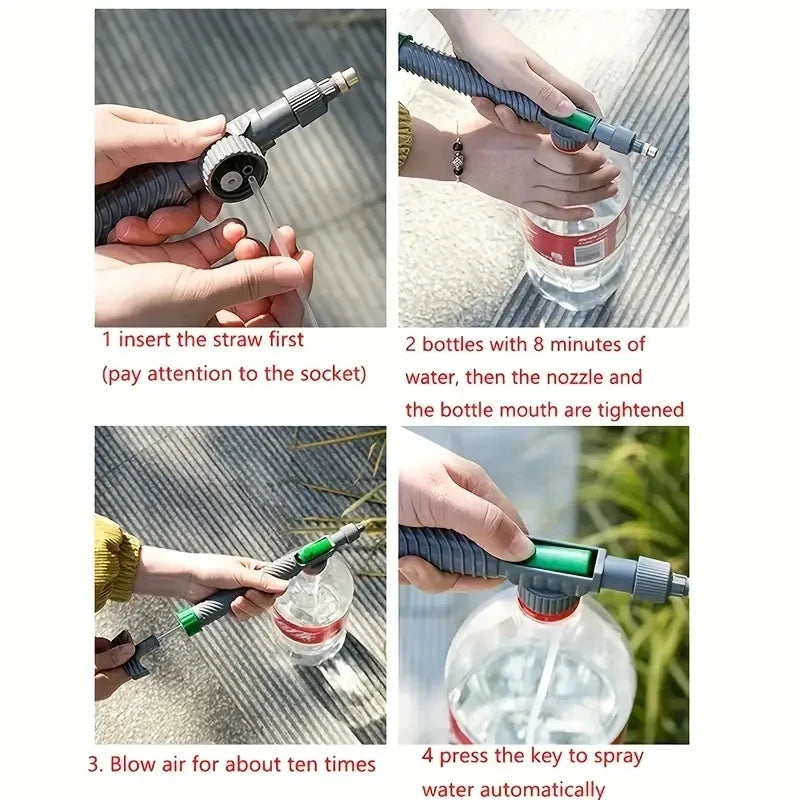 Adjustable Beverage Bottle Sprayer Watering Flower SprinklerSprinkler Pressure Atomizer Nozzle Gardening Tools ﻿