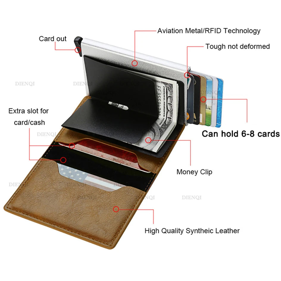 Rfid Credit Card Holder Men Wallets Bank Cardholder Case Small Leather Slim Thin Magic Mini Wallet Smart Minimalist Wallet  2023