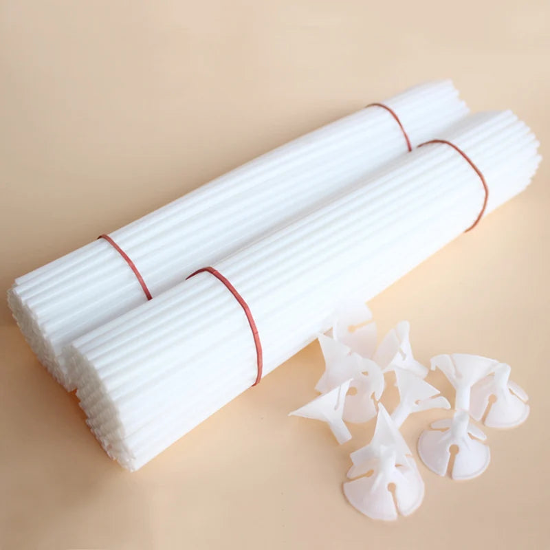 Plastic White Balloon Sticks Party Balloon Holders and Cups for Birthday Wedding Event Party Decorations