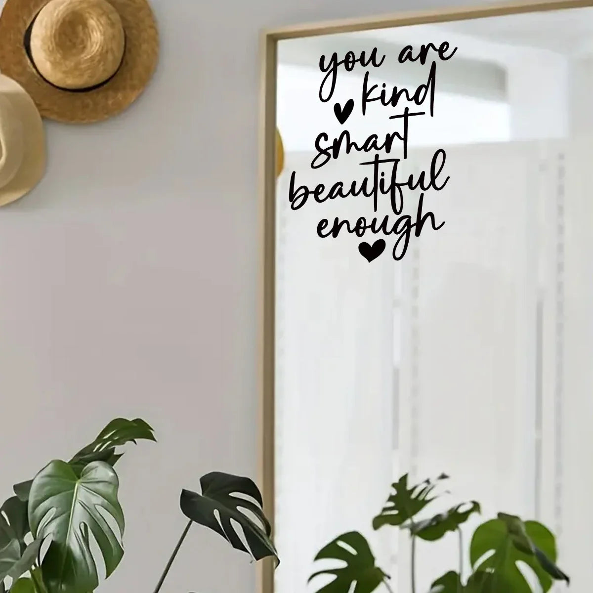 Affirmation Cards "you Are Kind Smart Beautiful Enough"Mirror Sticker for Bedroom Cloakroom Mirror Decoration Wall Decals