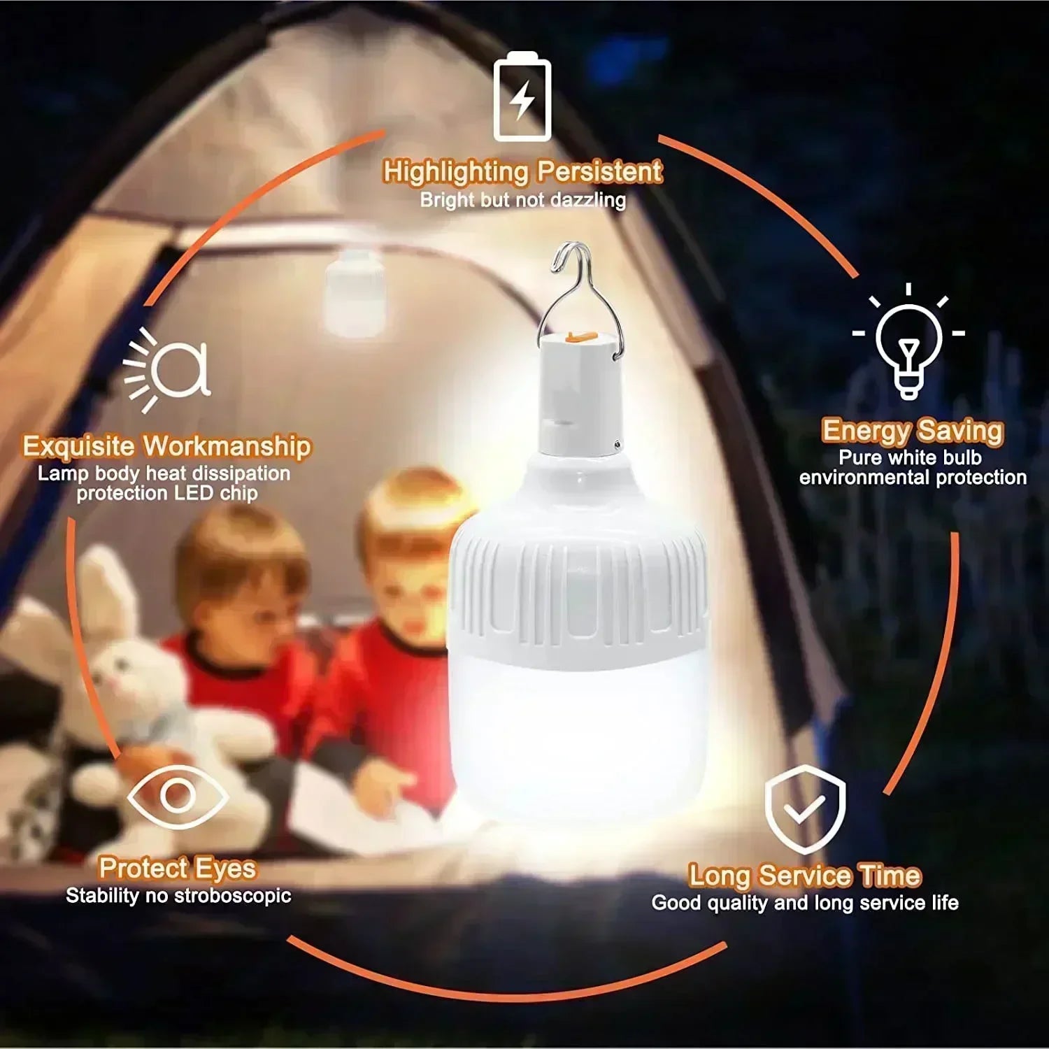 Emergency Light Outdoor Camping Supplies Edc Outdoor USB Rechargeable LED Light Bulb Lantern Hiking Sports Entertainment