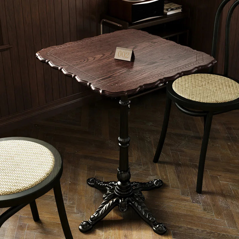 Custom Retro Bar Table and Chair Combination Solid Wood Milk Tea Coffee Shop Table Commercial Square Table