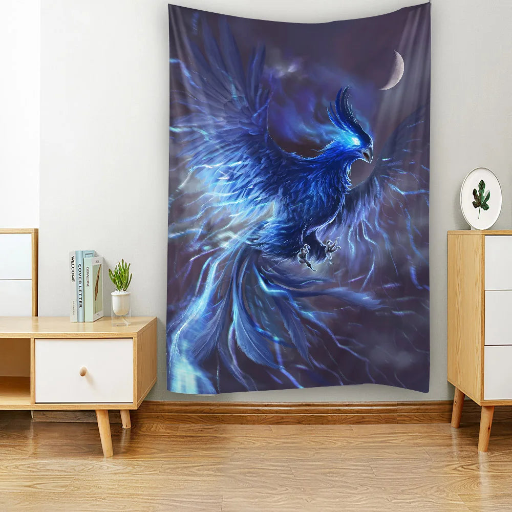 Flame bird tapestry psychedelic phoenix wall hanging hippie animal cartoon bedroom background cloth home art decoration