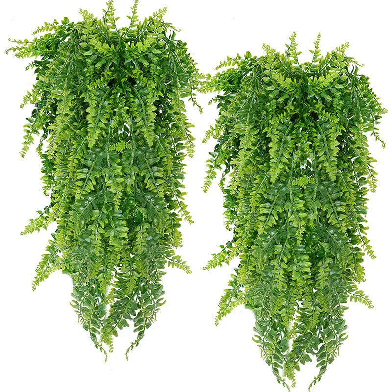 Persian fern Leaves Vines Home Room Decor Hanging Artificial Plant Plastic Leaf Grass Wedding Party Wall Balcony Decoration