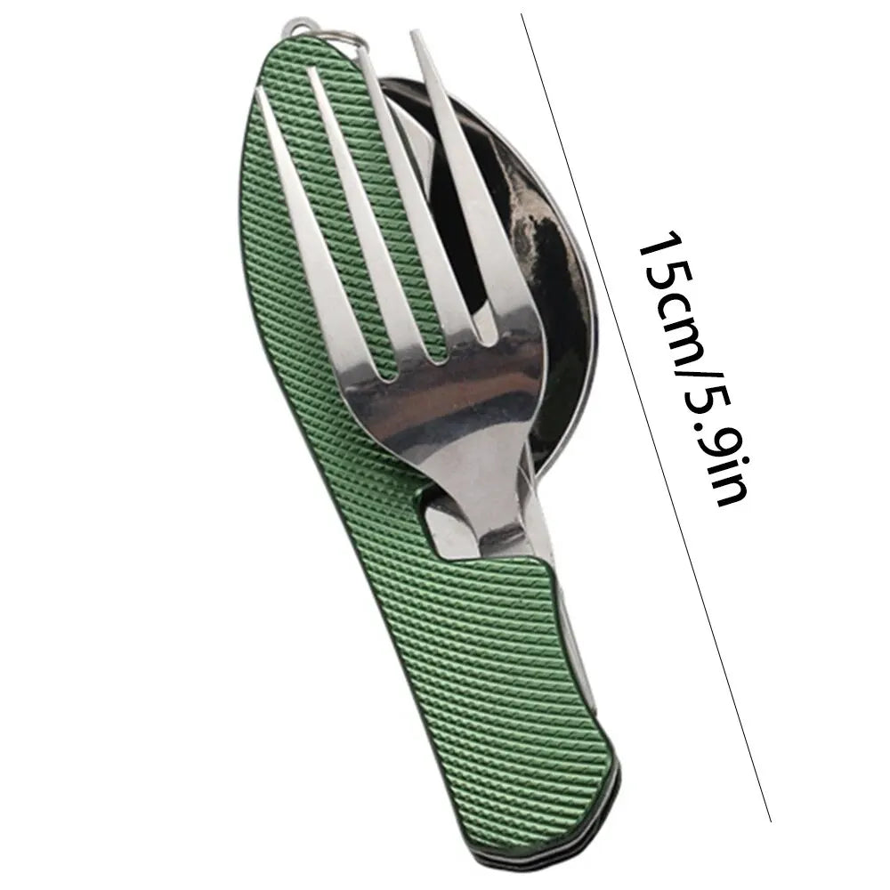 Foldable Camping Utensil Set - Multi-Functional Knife, Fork, Spoon Combo For Outdoor Activities And Sports Camping Picnic Travel