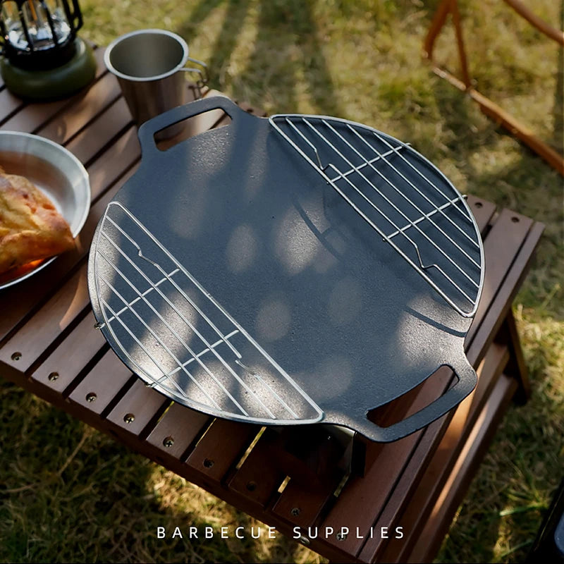 Outdoor Barbecue Net Steam Rack Stainless Steel Camping Barbecue Frying Pan Barbecue Meat Drain Anti Scorching Grill