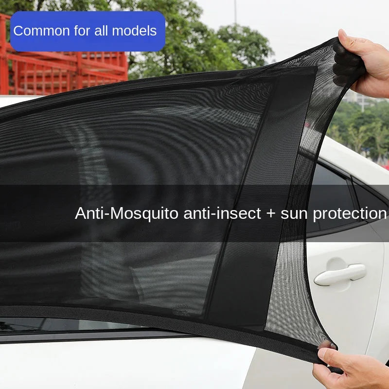 Rear Side Window Sunshade UV Protect Shield Mesh Prevent Mosquito Sunshine Privacy Protection Foldable Curtain