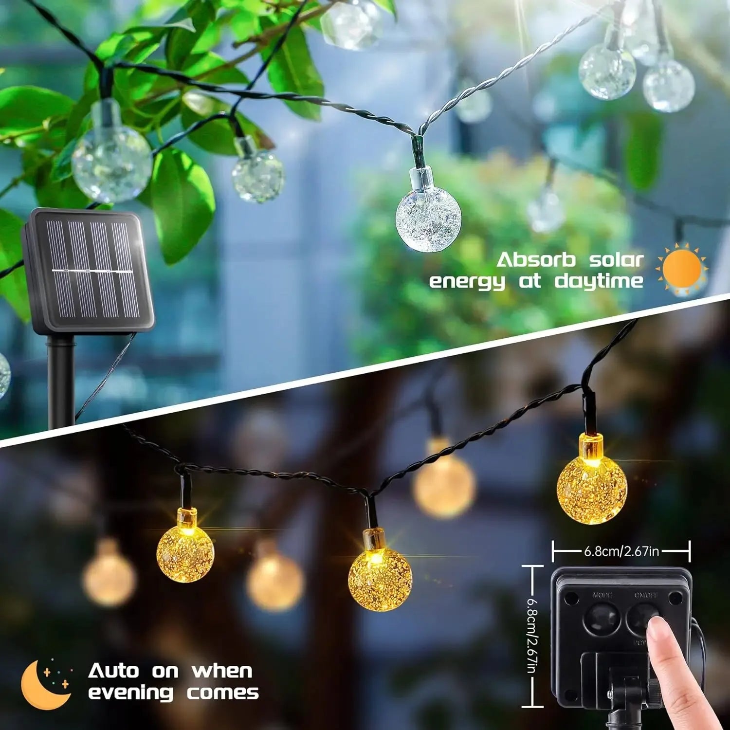 Solar Crystal Ball Fairy String Lights 5M20L Outdoor Waterproof Christmas Decoration Camping Fairy Garland Garden Party