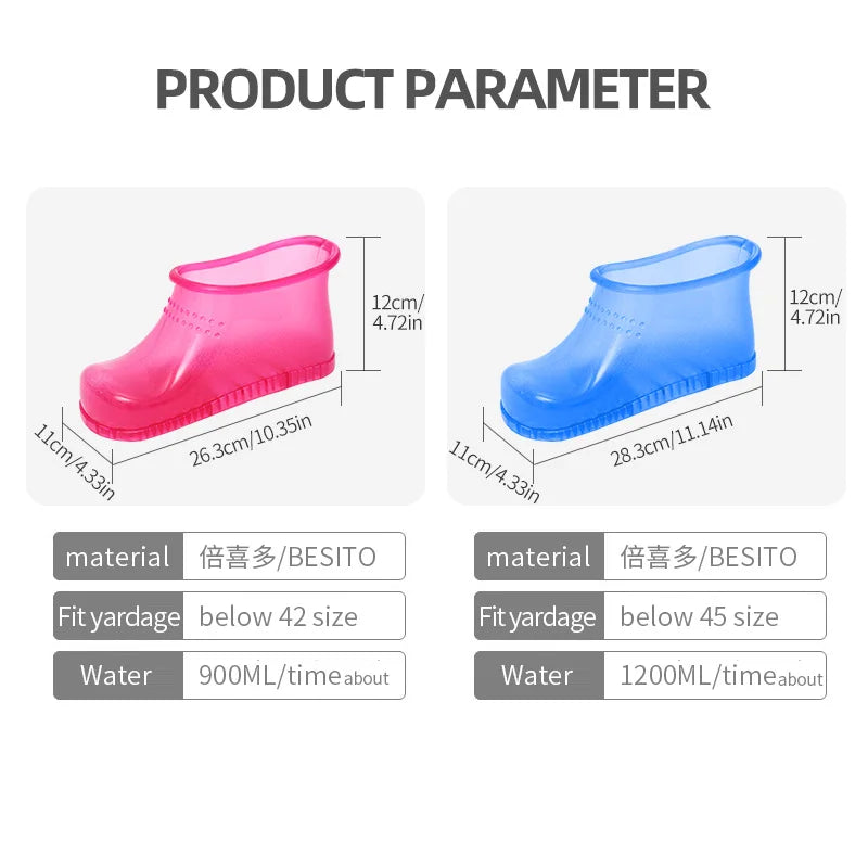 Japanese And Korean Foot Bath Shoes Bucket Foot Bath Spa Boots Basin Bath Washing Boots Tube Foot Toe Slippers PVC Foot Bath Boo