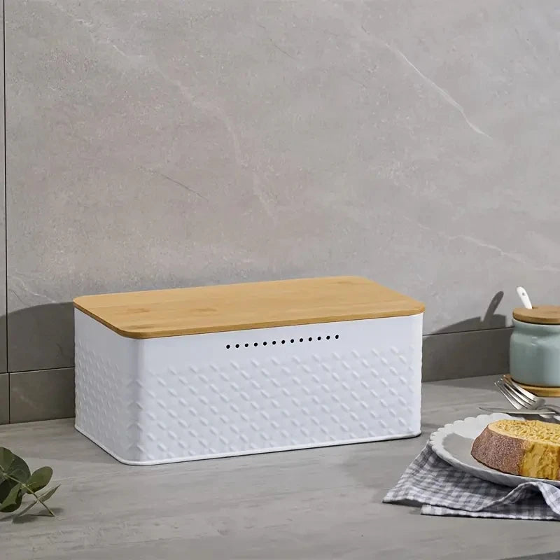 Modern Bread Box With Bamboo CuttingBoard Lid, Bread Bin, Kitchen Reusable BreadStorage Container, Kitchen Storage Supplies 1pcs