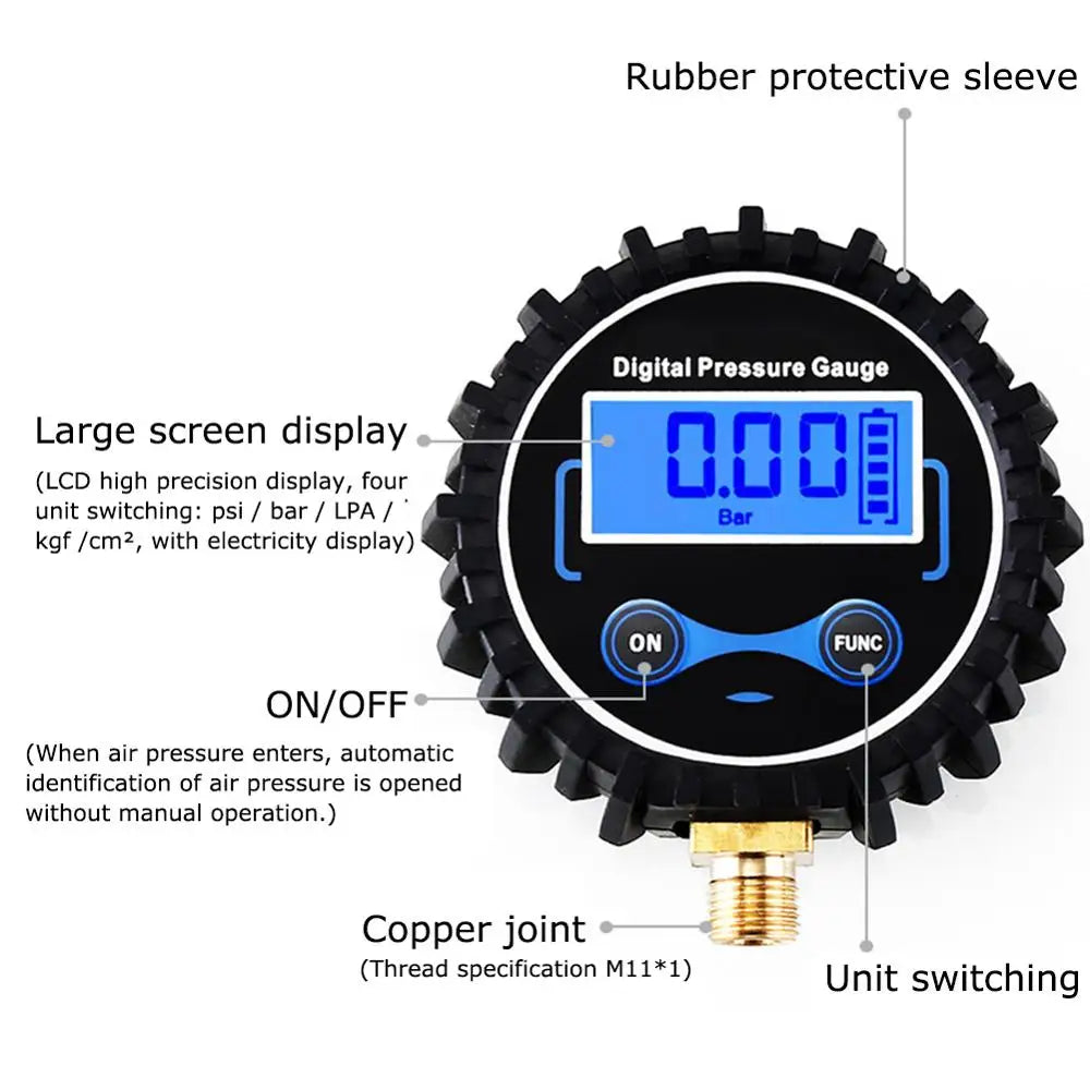 Tire Pressure Monitoring System Digital Tire Pressure Gauge Car Bike Motorcycle Tyre Tester Air PSI Meter 1/8NPT Car Accessories