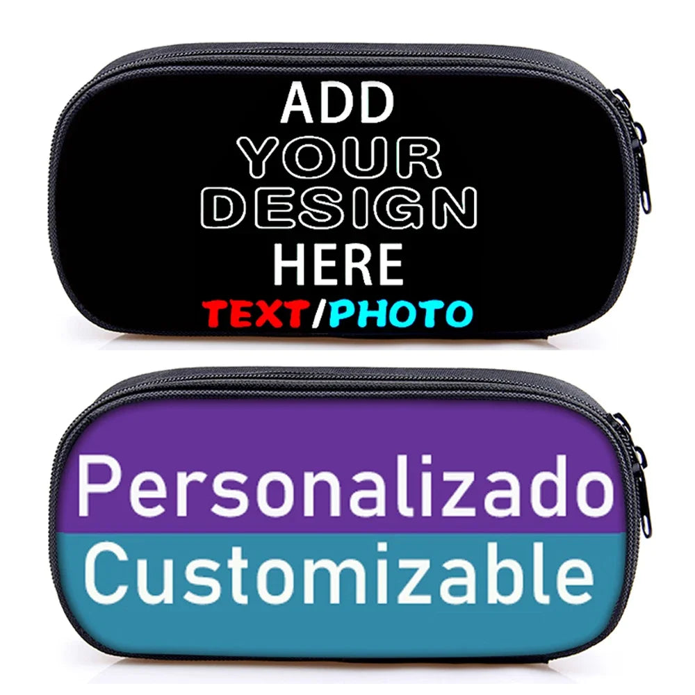 Custom Logo Photo Cosmetic Case Pencil Bag Personalized Text Name Image Pencil Box Stationary Bags Pen Storage Bag Gift